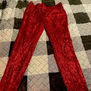 Red May and July sequined leggings